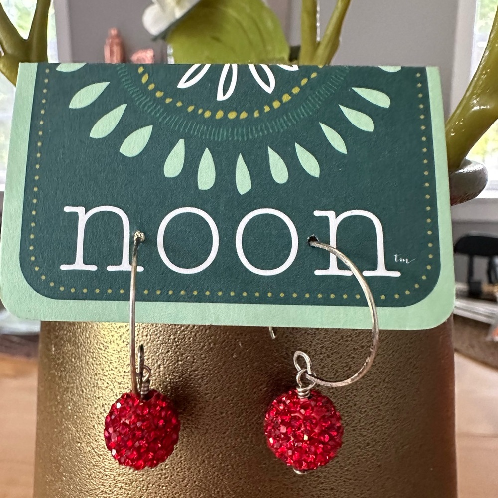 Red Pave Bauble Earrings - Handmade by Noon Designs ❤️
